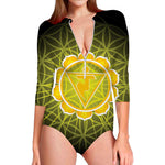 Manipura Chakra Spiritual Print Long Sleeve Swimsuit