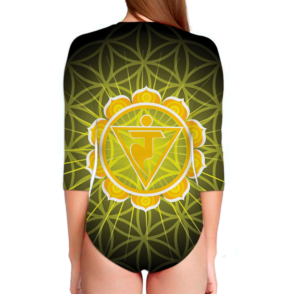 Manipura Chakra Spiritual Print Long Sleeve Swimsuit