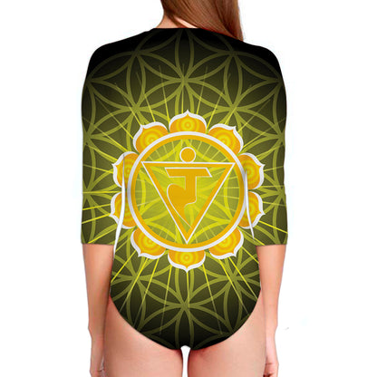 Manipura Chakra Spiritual Print Long Sleeve Swimsuit