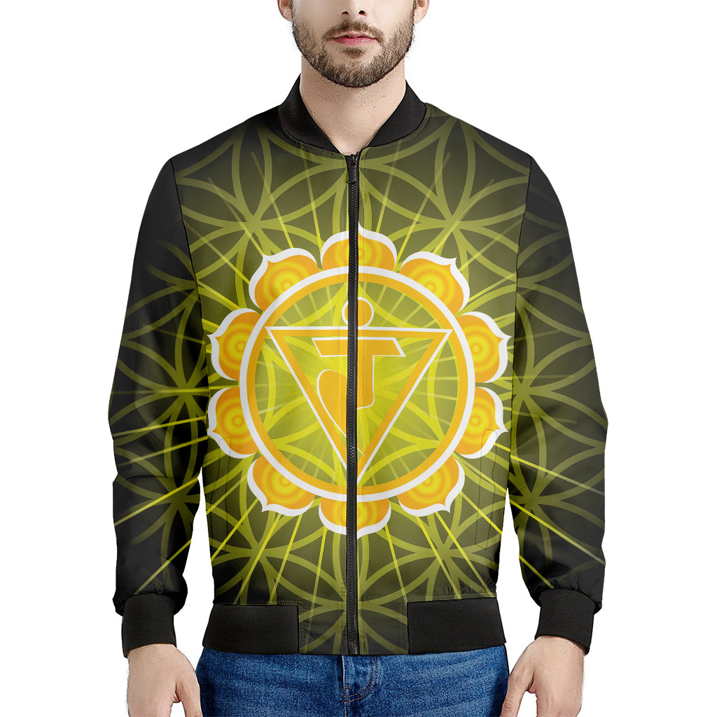 Manipura Chakra Spiritual Print Men's Bomber Jacket