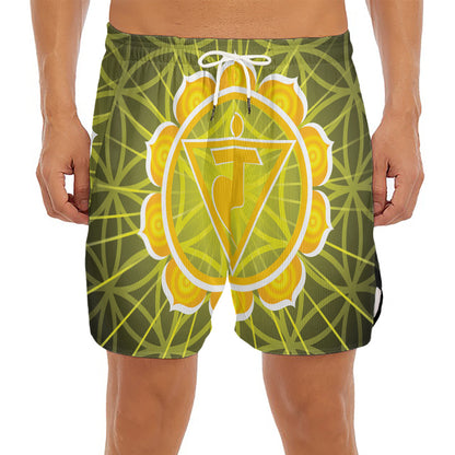 Manipura Chakra Spiritual Print Men's Split Running Shorts