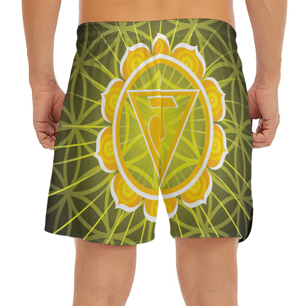 Manipura Chakra Spiritual Print Men's Split Running Shorts