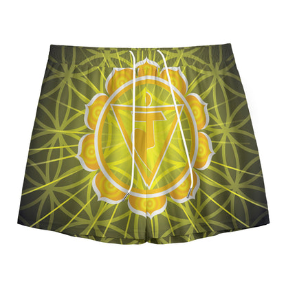 Manipura Chakra Spiritual Print Mesh Shorts