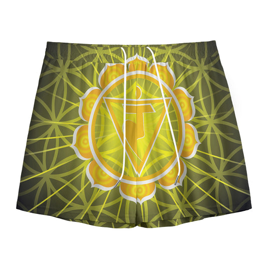 Manipura Chakra Spiritual Print Mesh Shorts
