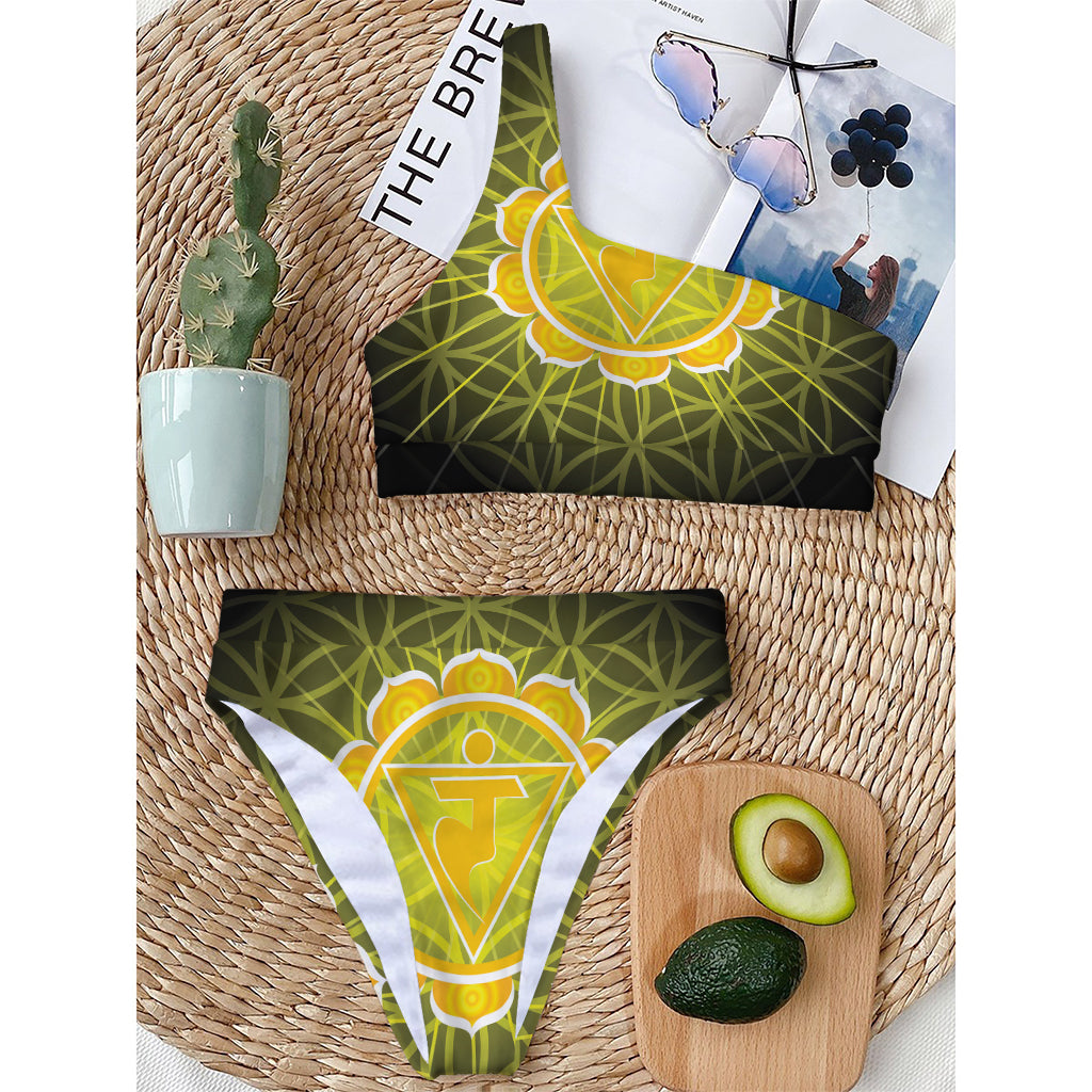 Manipura Chakra Spiritual Print One Shoulder Bikini Top