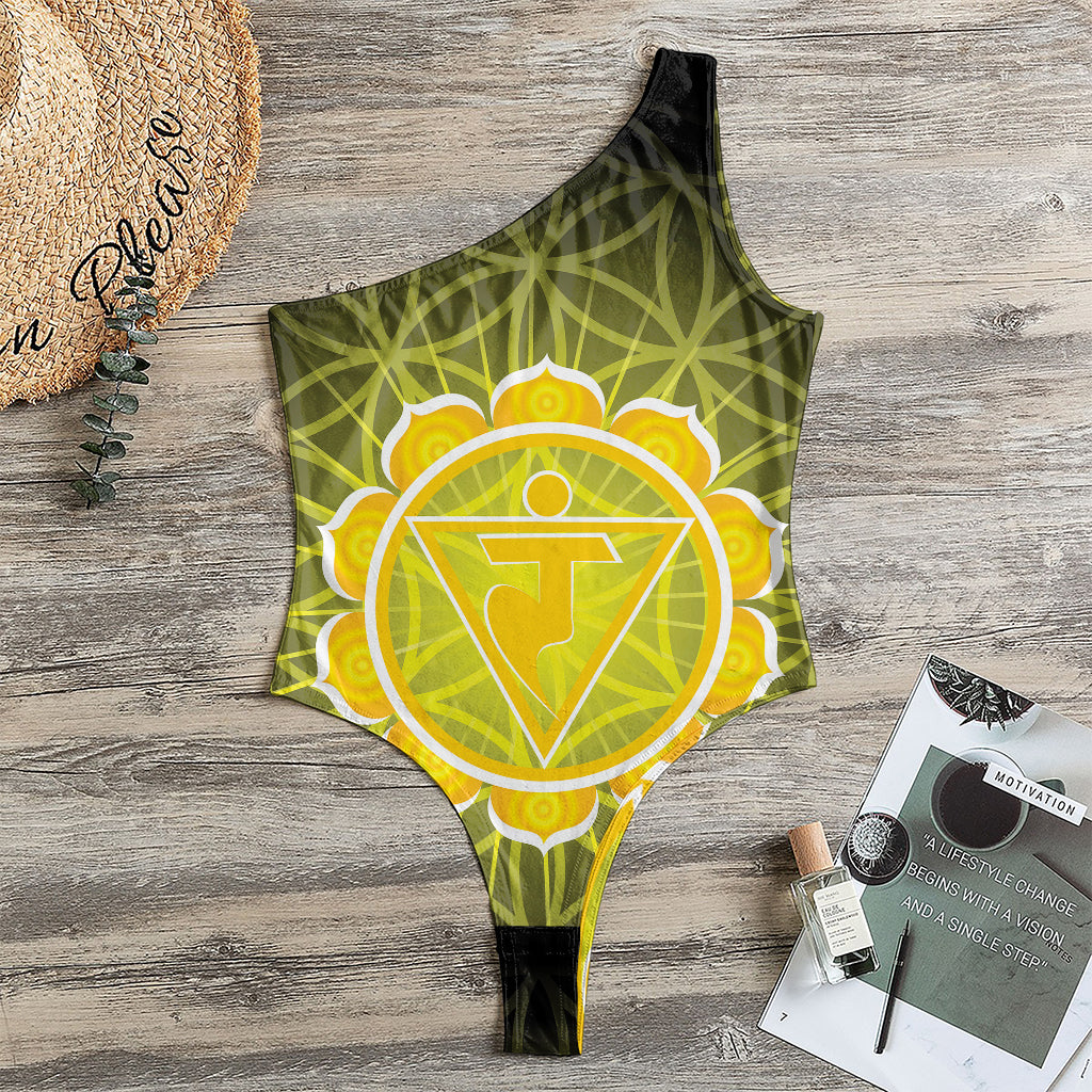 Manipura Chakra Spiritual Print One Shoulder Bodysuit