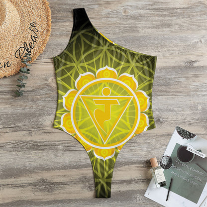 Manipura Chakra Spiritual Print One Shoulder Bodysuit