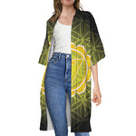 Manipura Chakra Spiritual Print Open Front Beach Cover Up