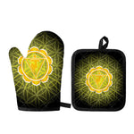 Manipura Chakra Spiritual Print Oven Mitt And Pot Holder Set