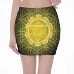 Manipura Chakra Spiritual Print Pencil Mini Skirt