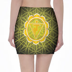 Manipura Chakra Spiritual Print Pencil Mini Skirt