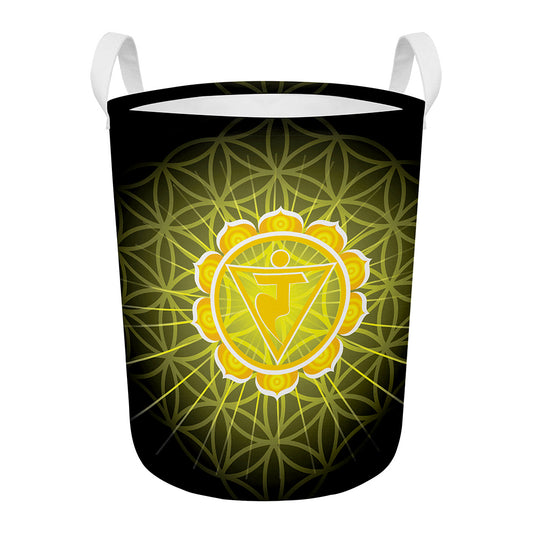 Manipura Chakra Spiritual Print Round Laundry Basket