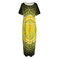 Manipura Chakra Spiritual Print Short Sleeve Long Nightdress