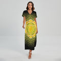Manipura Chakra Spiritual Print Short Sleeve Maxi Dress