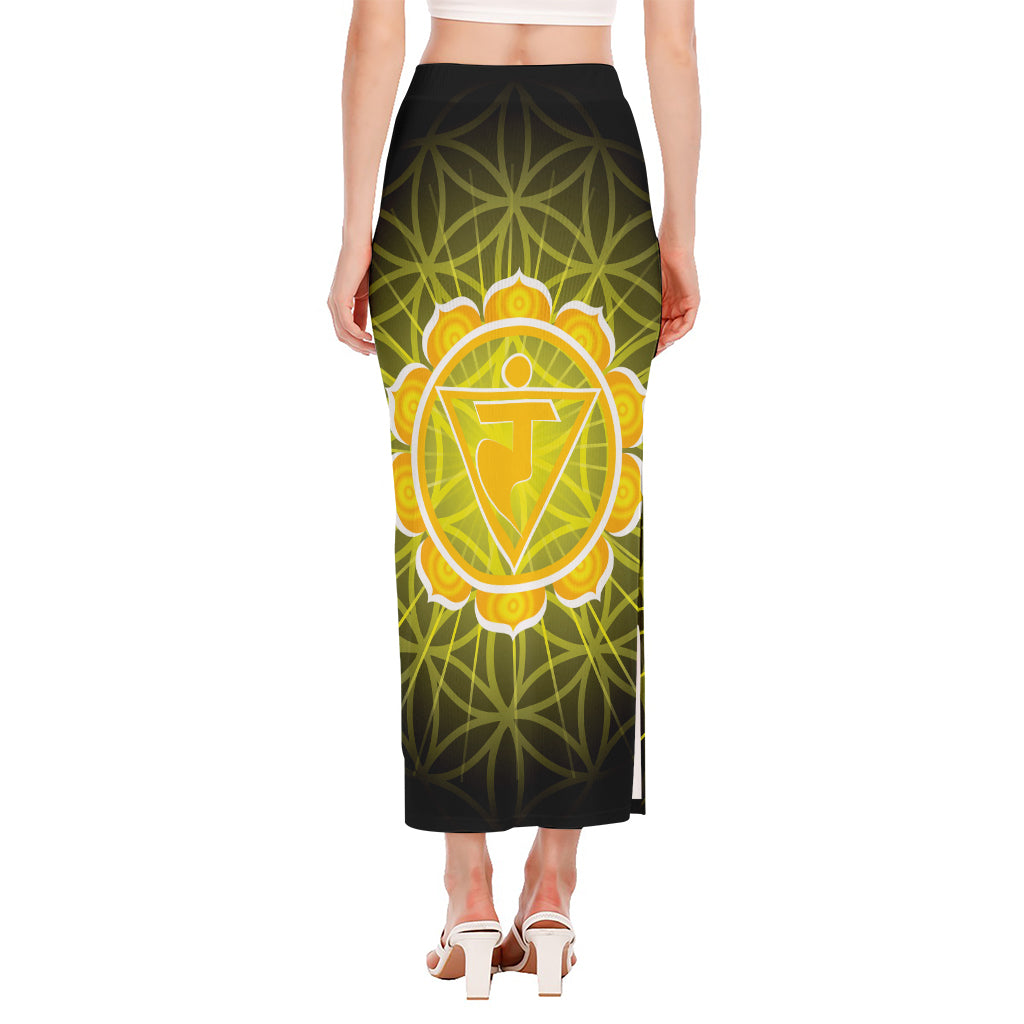 Manipura Chakra Spiritual Print Side Slit Maxi Skirt