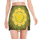 Manipura Chakra Spiritual Print Side Slit Mini Skirt