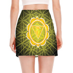 Manipura Chakra Spiritual Print Side Slit Mini Skirt