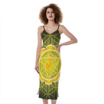 Manipura Chakra Spiritual Print Slim Fit Midi Cami Dress
