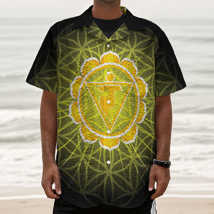 Manipura Chakra Spiritual Print Textured Short Sleeve Shirt