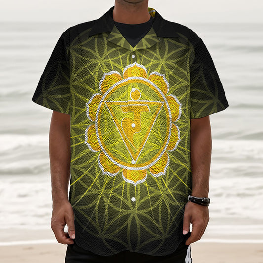 Manipura Chakra Spiritual Print Textured Short Sleeve Shirt