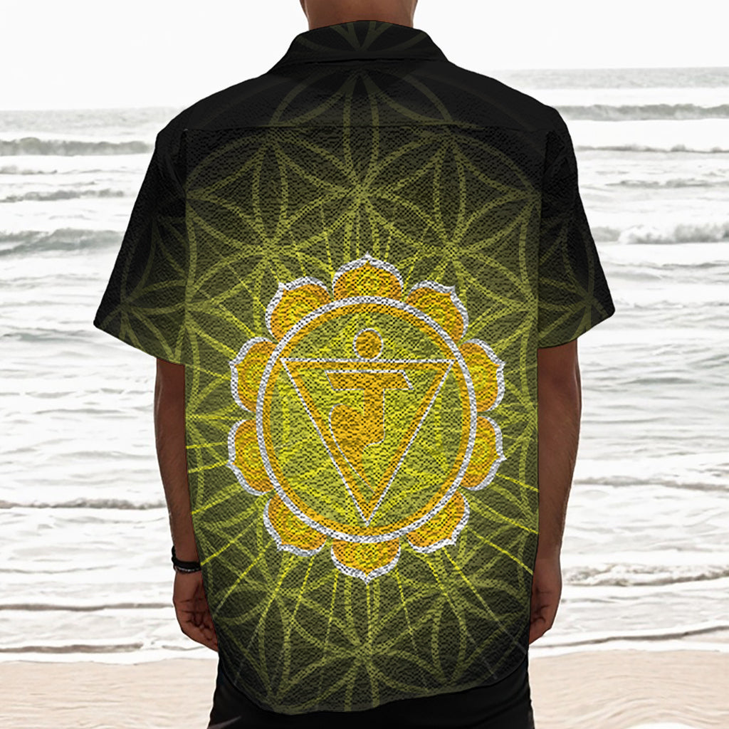 Manipura Chakra Spiritual Print Textured Short Sleeve Shirt