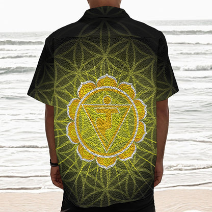 Manipura Chakra Spiritual Print Textured Short Sleeve Shirt