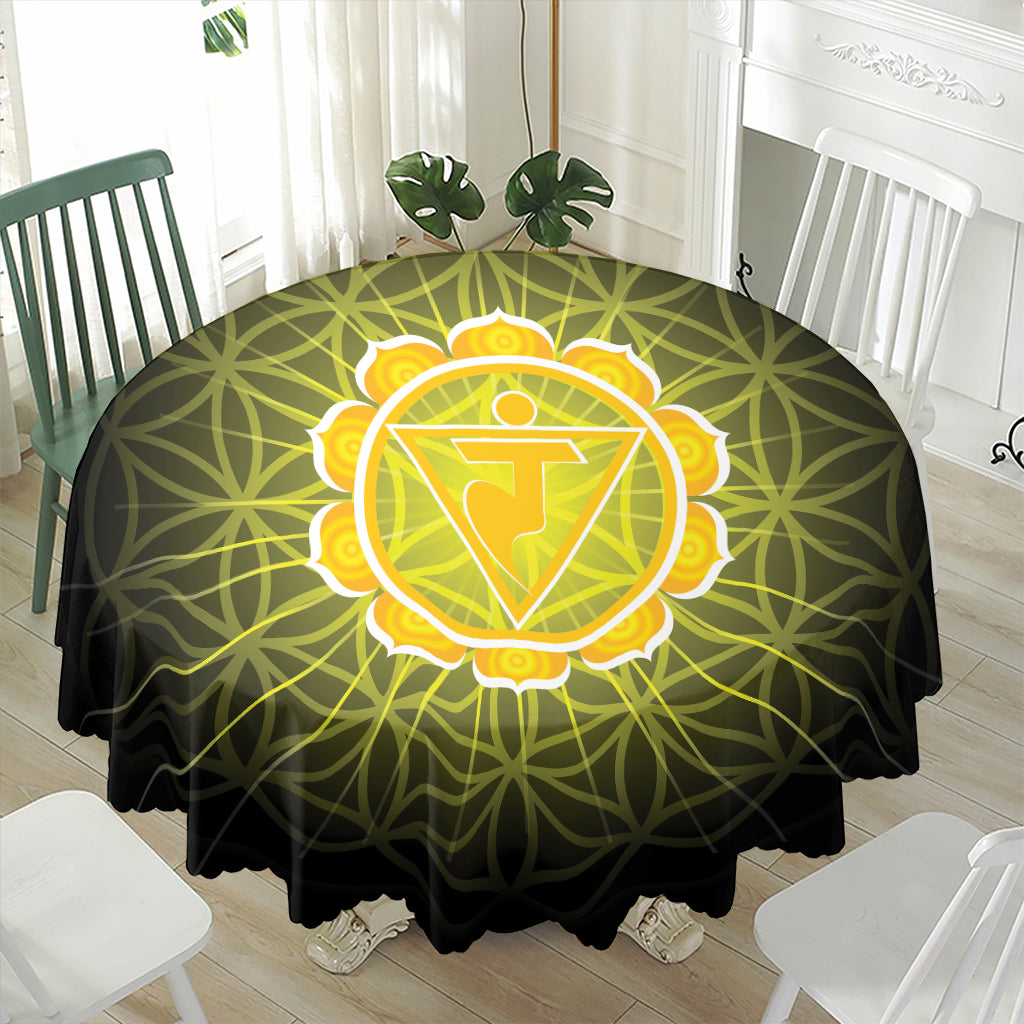 Manipura Chakra Spiritual Print Waterproof Round Tablecloth