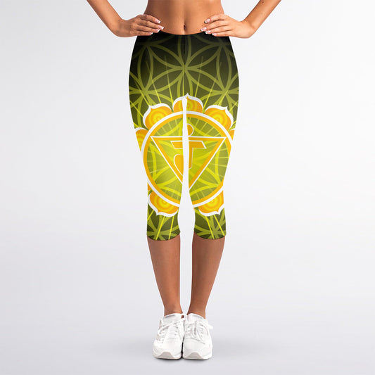 Manipura Chakra Spiritual Print Women's Capri Leggings