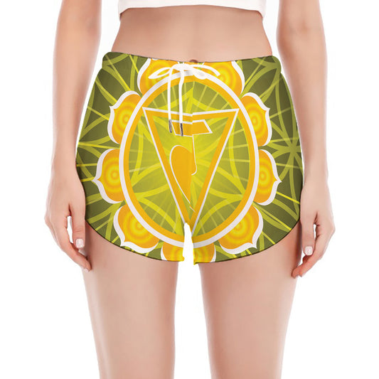 Manipura Chakra Spiritual Print Women's Split Running Shorts