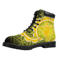 Manipura Chakra Spiritual Print Padded Collar Lace Up Boots