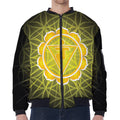 Manipura Chakra Spiritual Print Zip Sleeve Bomber Jacket