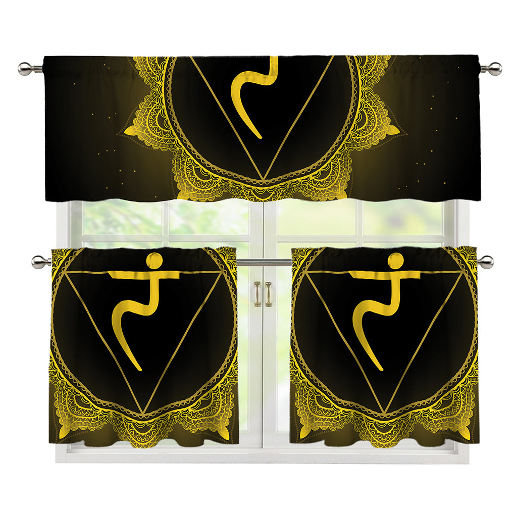 Manipura Chakra Symbol Print 3 Piece Kitchen Curtains