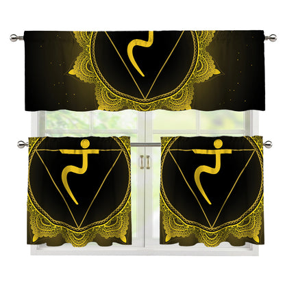 Manipura Chakra Symbol Print 3 Piece Kitchen Curtains