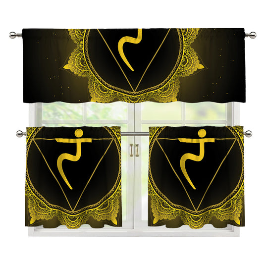 Manipura Chakra Symbol Print 3 Piece Kitchen Curtains