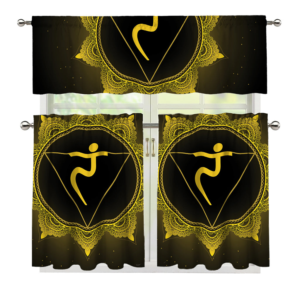 Manipura Chakra Symbol Print 3 Piece Kitchen Curtains