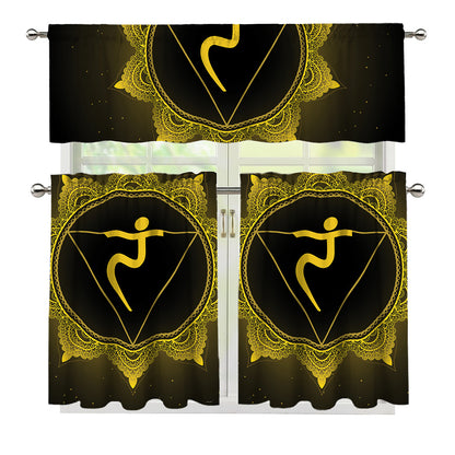 Manipura Chakra Symbol Print 3 Piece Kitchen Curtains