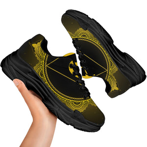 Manipura Chakra Symbol Print Black Chunky Shoes