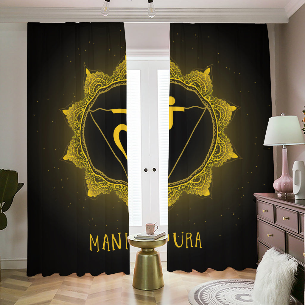 Manipura Chakra Symbol Print Blackout Pencil Pleat Curtains