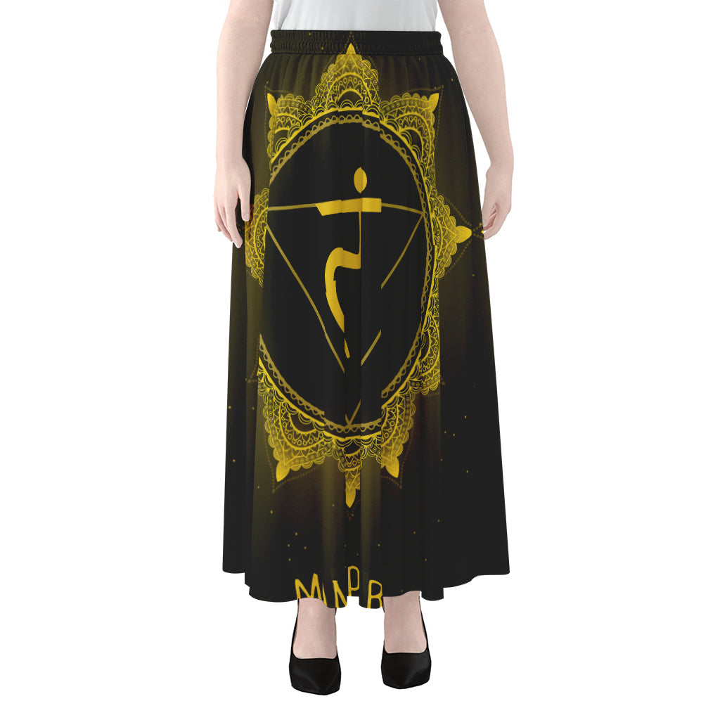 Manipura Chakra Symbol Print Chiffon Maxi Skirt