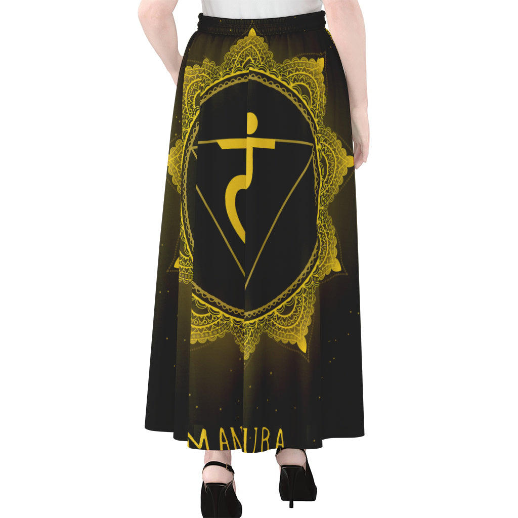 Manipura Chakra Symbol Print Chiffon Maxi Skirt