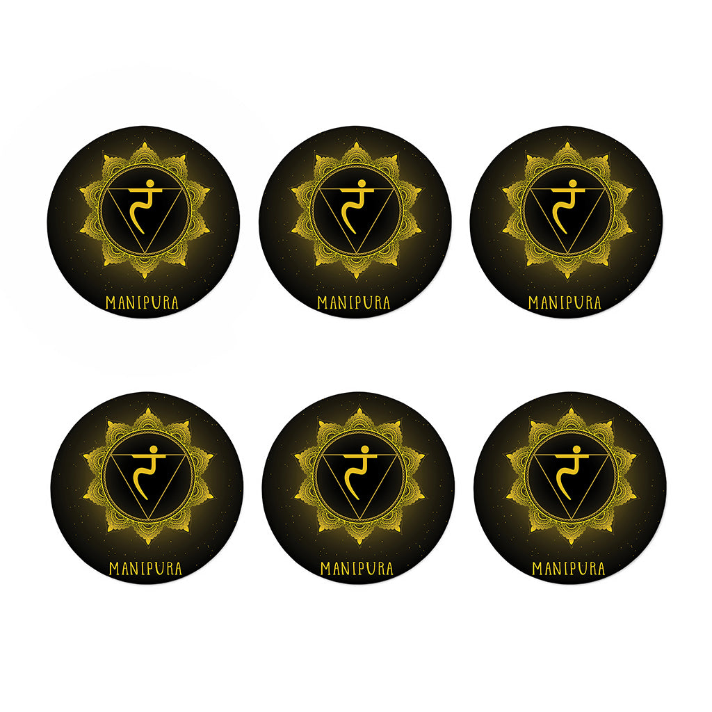 Manipura Chakra Symbol Print Coaster Set