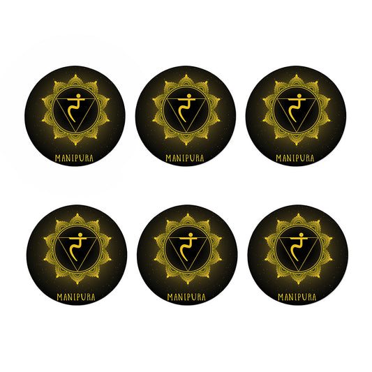 Manipura Chakra Symbol Print Coaster Set