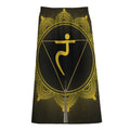 Manipura Chakra Symbol Print Cotton Front Slit Maxi Skirt