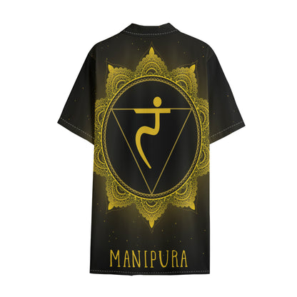Manipura Chakra Symbol Print Cotton Hawaiian Shirt