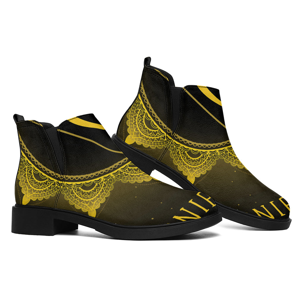 Manipura Chakra Symbol Print Flat Ankle Boots