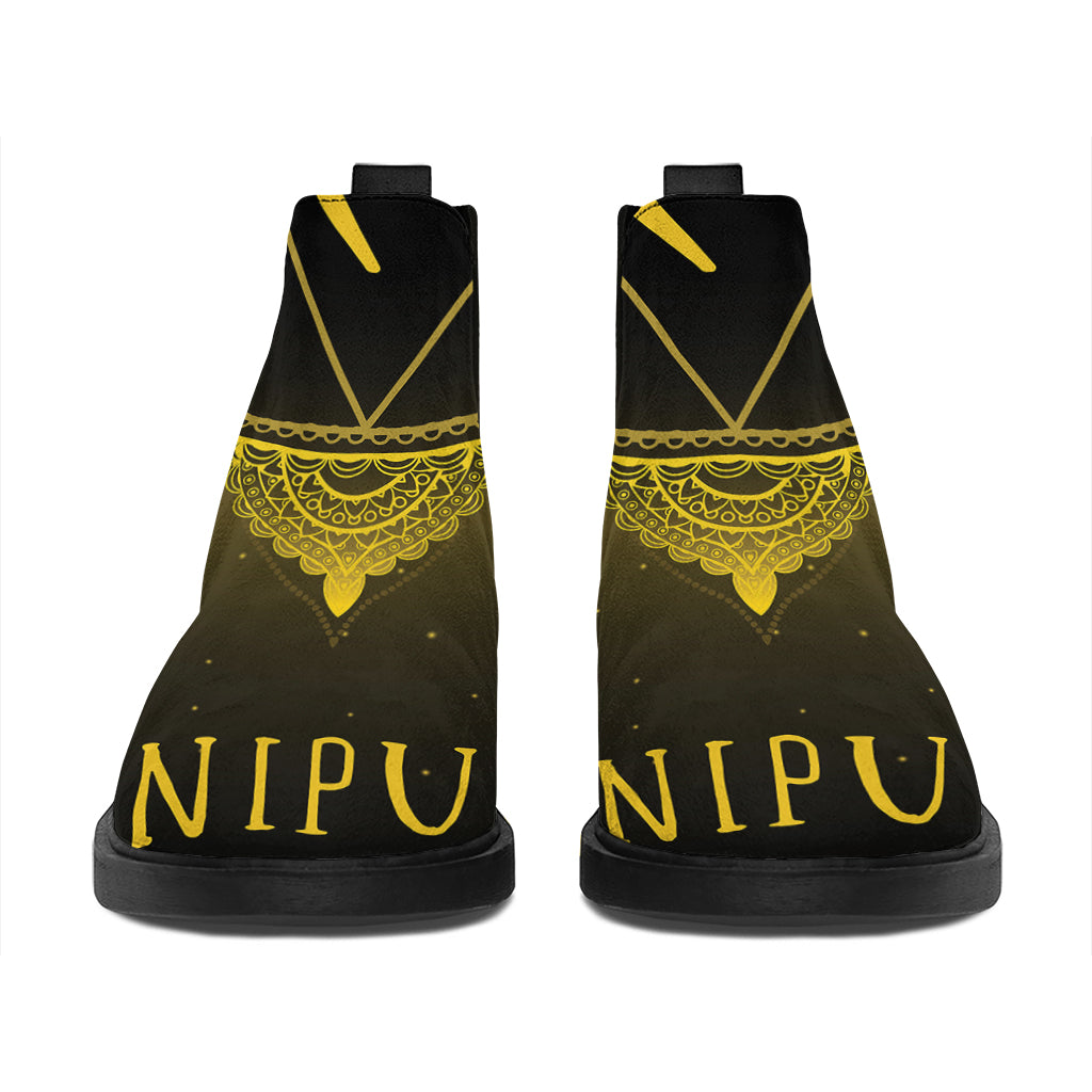 Manipura Chakra Symbol Print Flat Ankle Boots