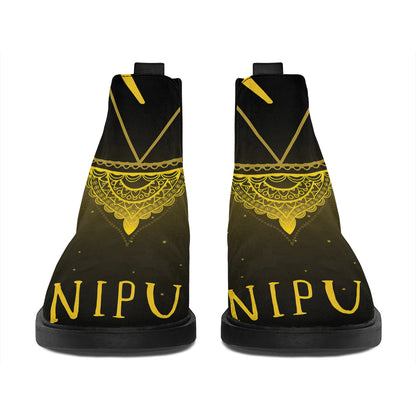 Manipura Chakra Symbol Print Flat Ankle Boots