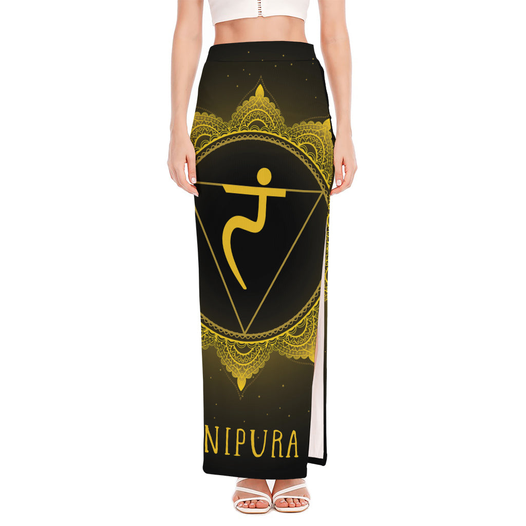 Manipura Chakra Symbol Print High Slit Maxi Skirt