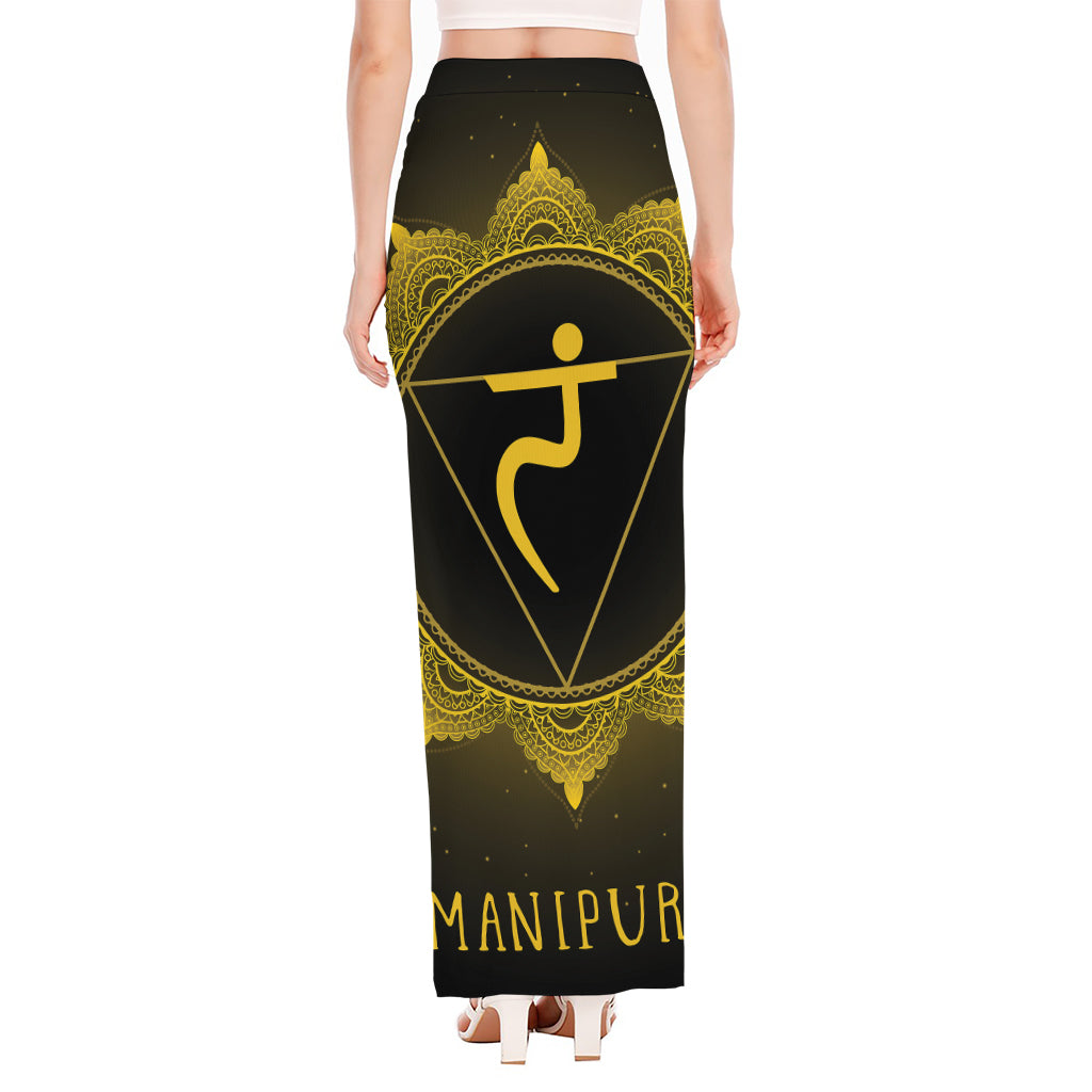 Manipura Chakra Symbol Print High Slit Maxi Skirt