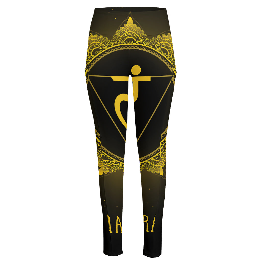 Manipura Chakra Symbol Print High-Waisted Pocket Leggings